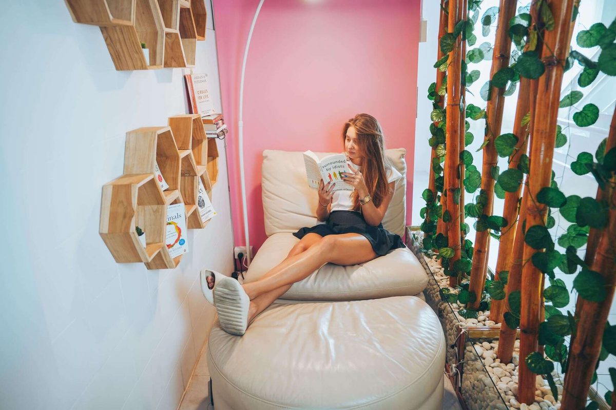 Reading in the quiet nook